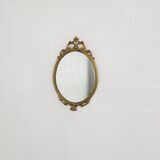 Oval Brass Medallion Mirror, Italy, 1950s