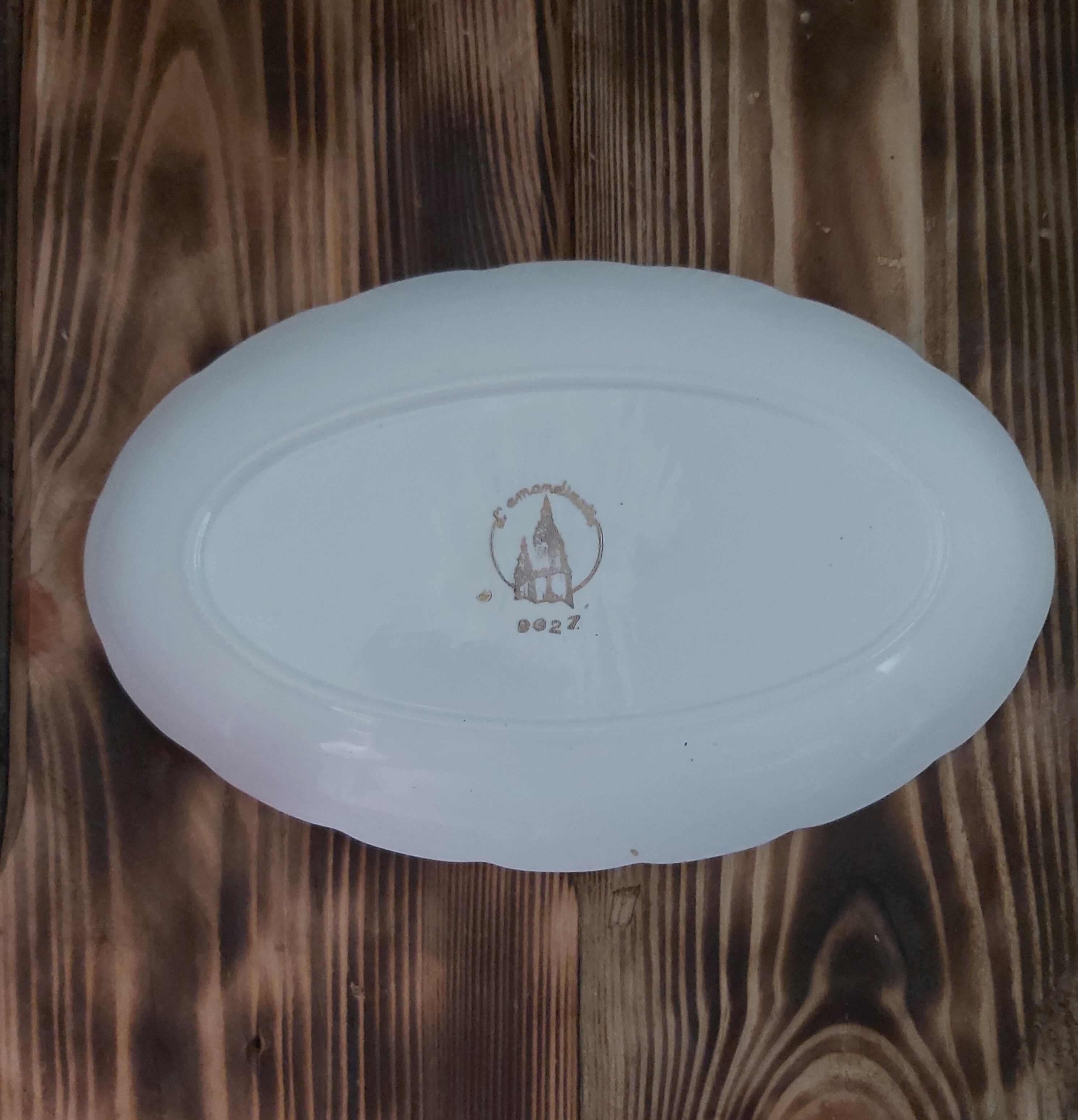 Ravier in earthenware L'Amandinoise decoration pink flowers