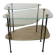 2 petites tables d’appoint en verre et Bakélite écrous dorés 1960
