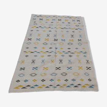 Tapis blanc bleu et jaune 130x203cm