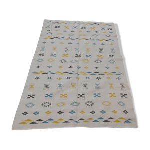 Tapis blanc bleu et jaune 130x203cm