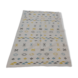 Tapis blanc bleu et jaune 130x203cm