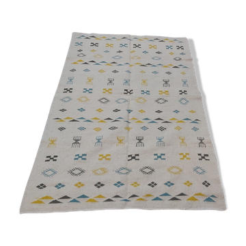 Tapis blanc bleu et jaune 130x203cm