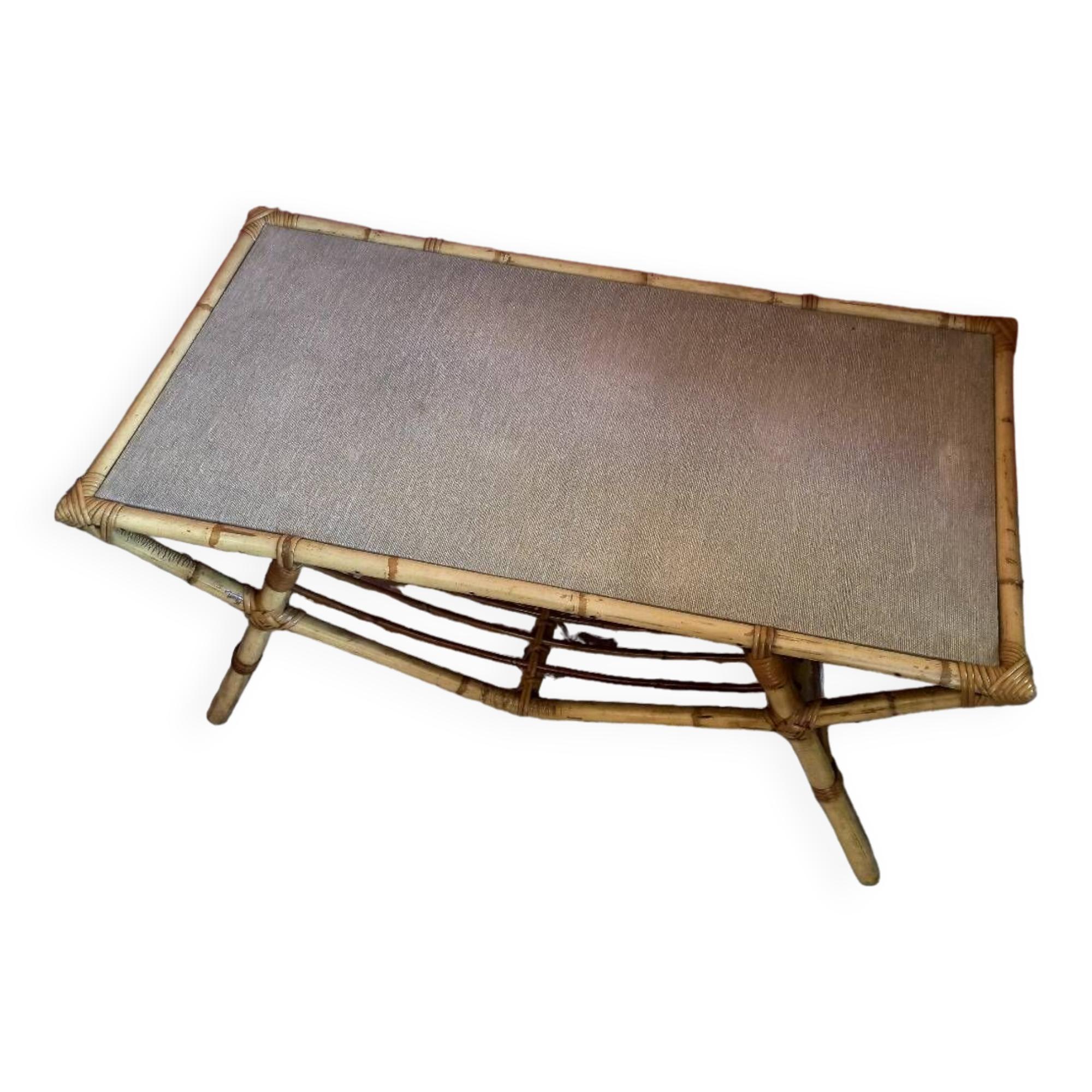 Table basse vintage en rotin