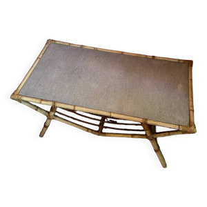 Table basse vintage en - rotin