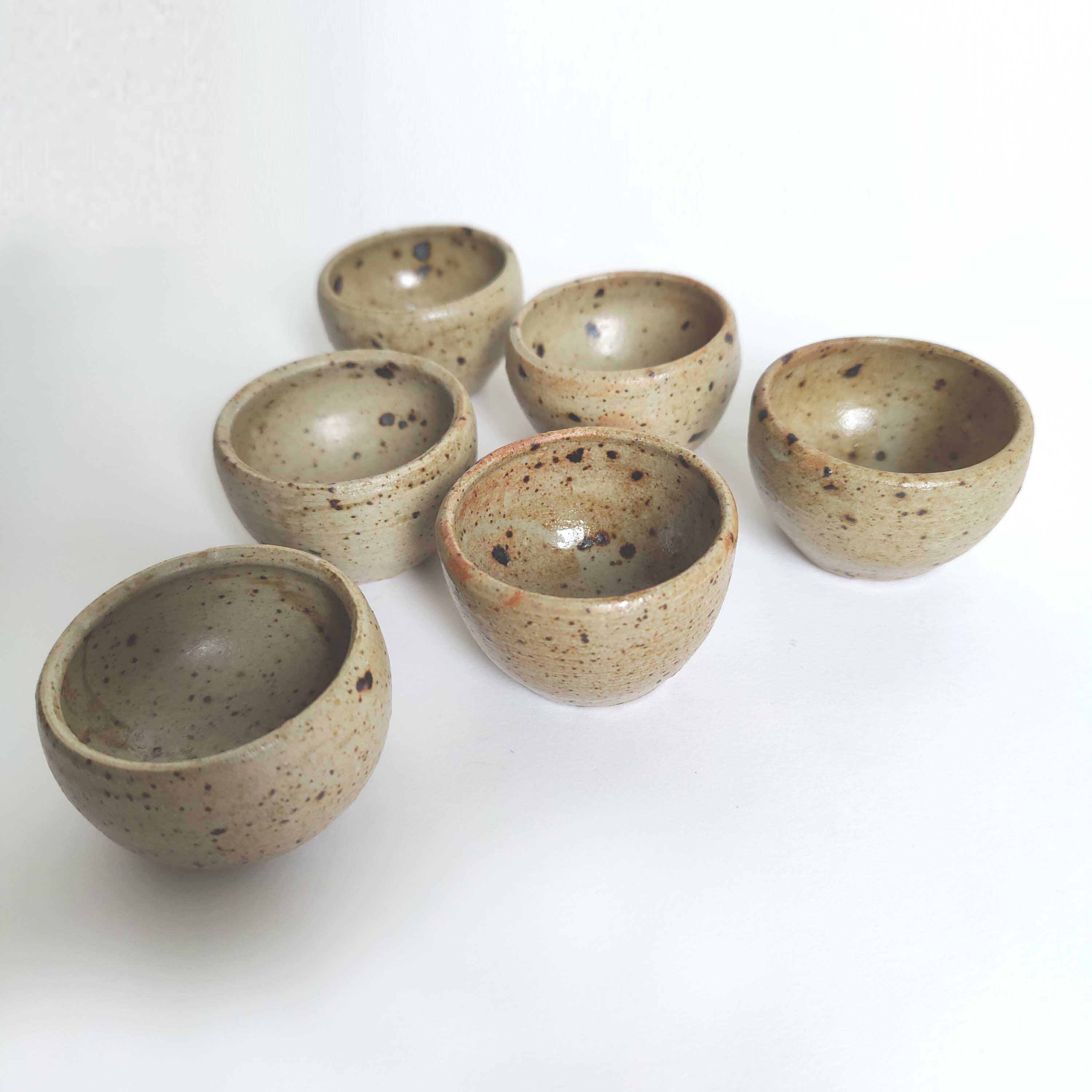 Set of 6 vintage stoneware egg cups