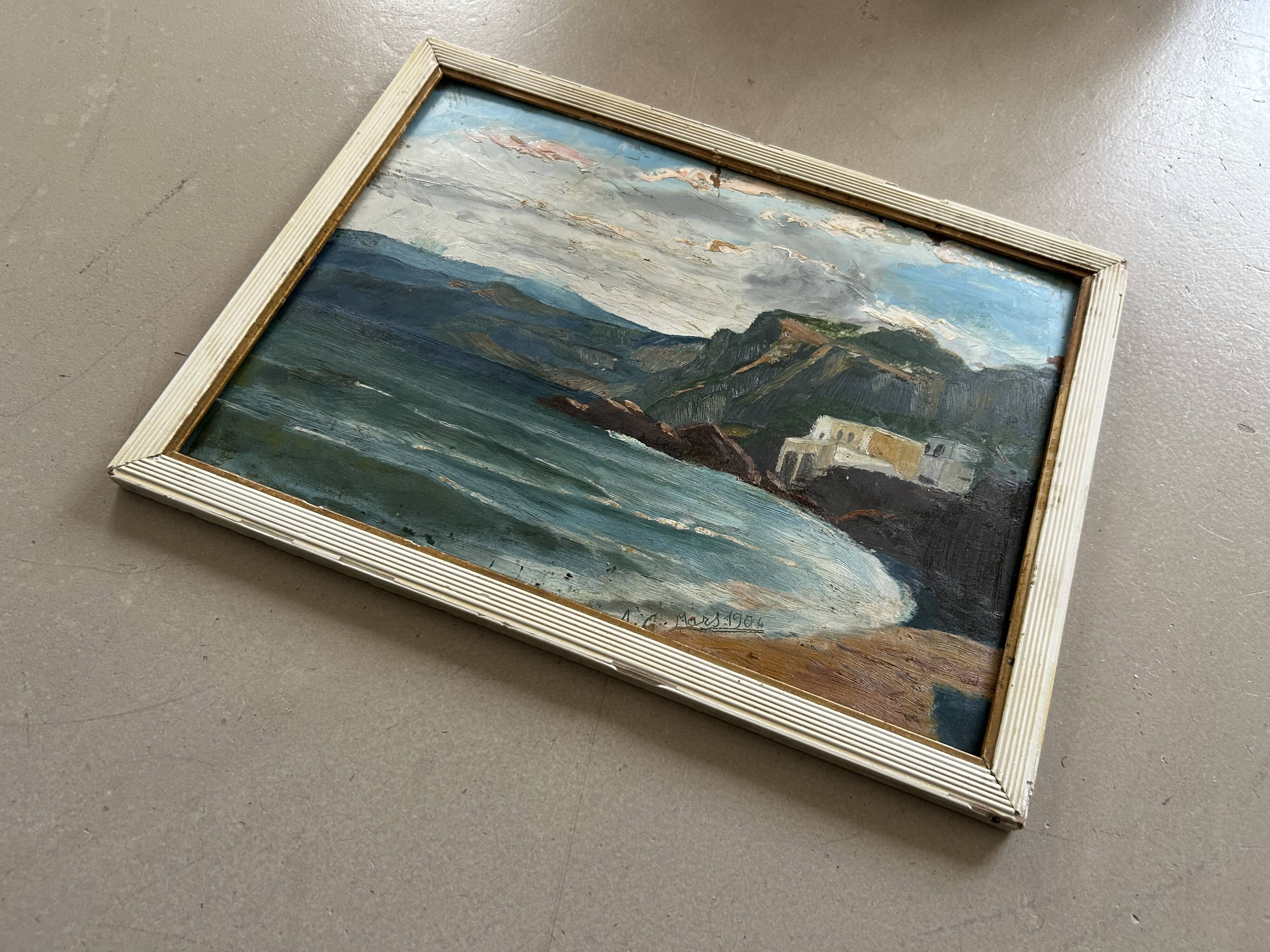 Oil on cardboard signed, dated 1904.