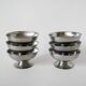 set of 6 large wide foot bowls in stainless steel 1970
