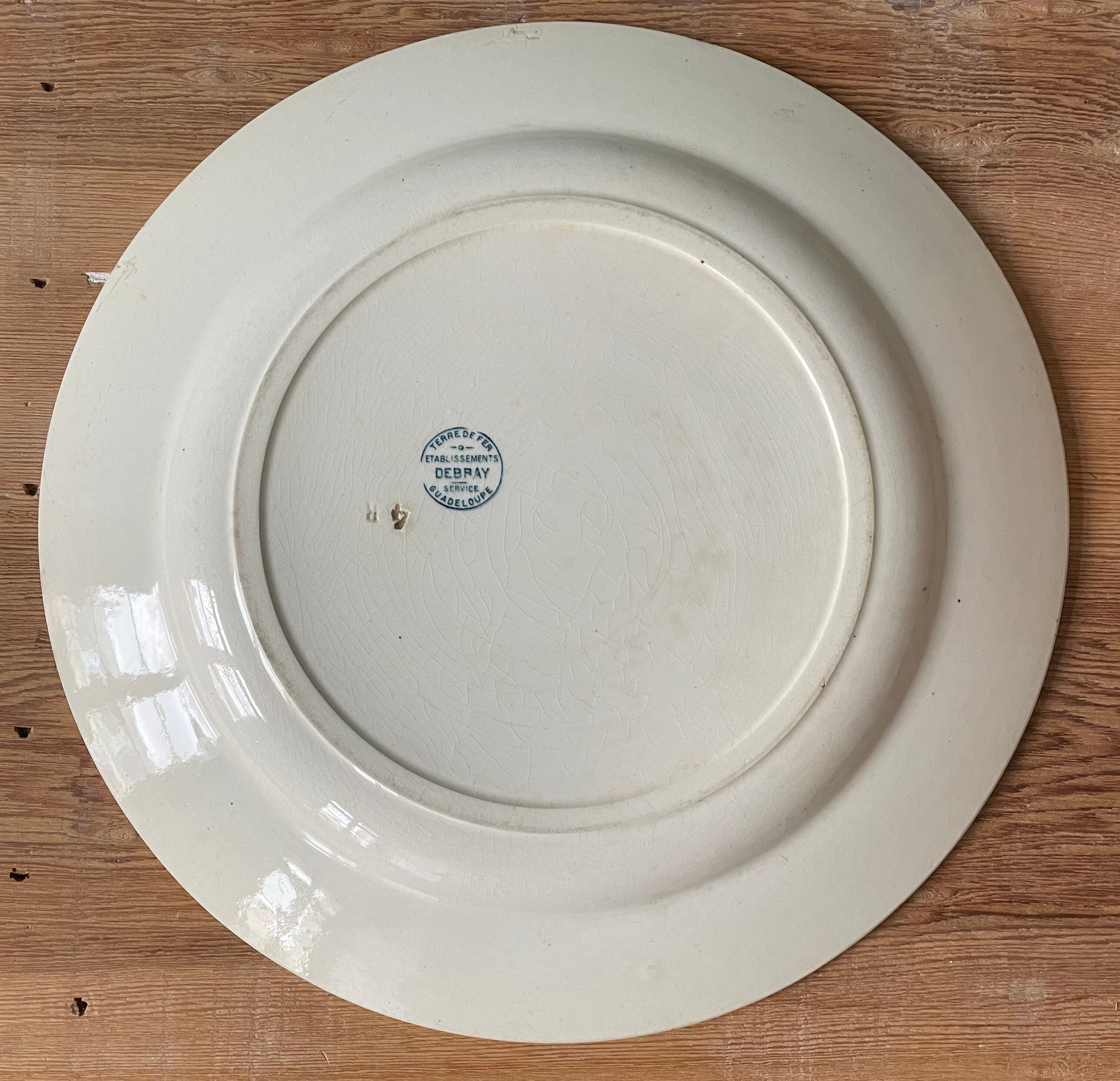 Old round dish Terre de Fer Debray, Guadeloupe service