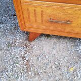 Chest of drawers of the 50s in blond oak compass feet