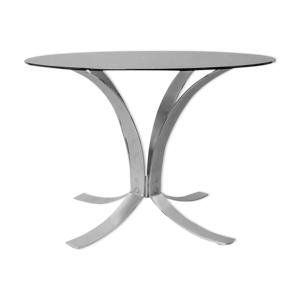 table circulaire en métal - verre