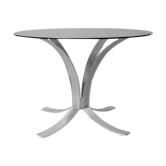 Table circulaire en métal et verre fumé 1970