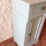 Bedside table in pine, restyled in lime green