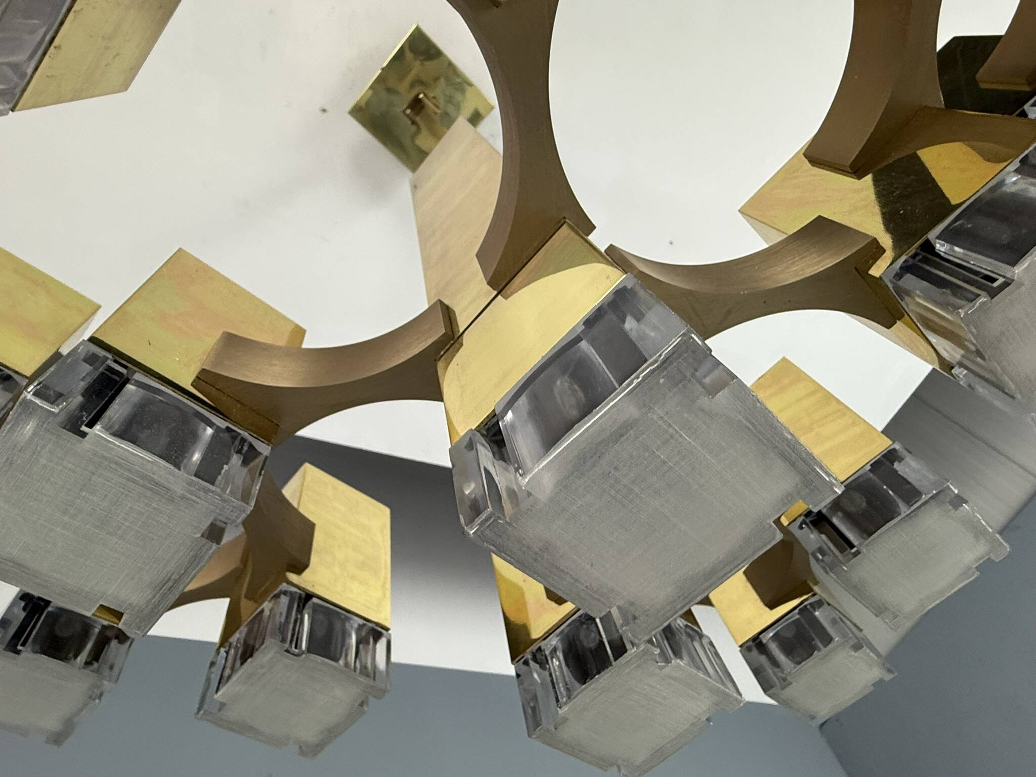 Lustre cubique Sciolari, 17 lumières, Italie des années 1970