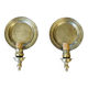 Pair of vintage wall sconces in textured brass, brutalist style.