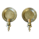 Pair of vintage wall sconces in textured brass, brutalist style.