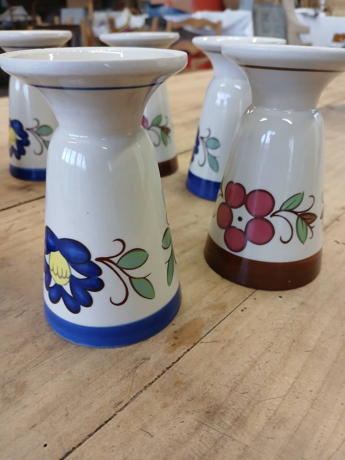 7 old glazed stoneware mazagrans