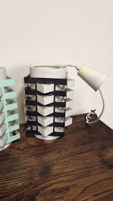 Pair of rare vintage table lamps, sculptural metal design, 1970s, 85 x 20 cm