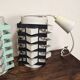 Pair of rare vintage table lamps, sculptural metal design, 1970s, 85 x 20 cm