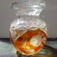 Old Transparent & Orange Cut Crystal Vase Vintage Flower Decor