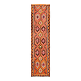 Turkish Handwoven Vintage Herki Kilim 95 cm x 326 cm