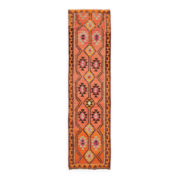 Turkish Handwoven Vintage Herki Kilim 95 cm x 326 cm