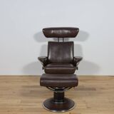 Ergonomic Lounge Chair with Ottoman Model from Ekornes Stressless, 2000s, Set of 2