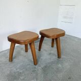 Pair of Henri Bataille oak stools