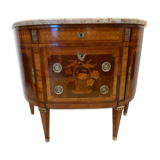 Louis XVI style half-moon chest of drawers in late nineteenth century marquetry