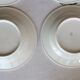 3 Pillivuyt white porcelain dinner plates with blue edging.