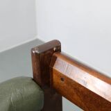 Mid-century Czechoslovak green leather sofa, 1970s