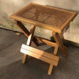 Wooden and cane bedside table