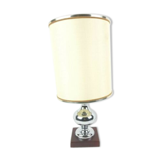 Lampe à poser métal chromé et bakélite ambré années 50