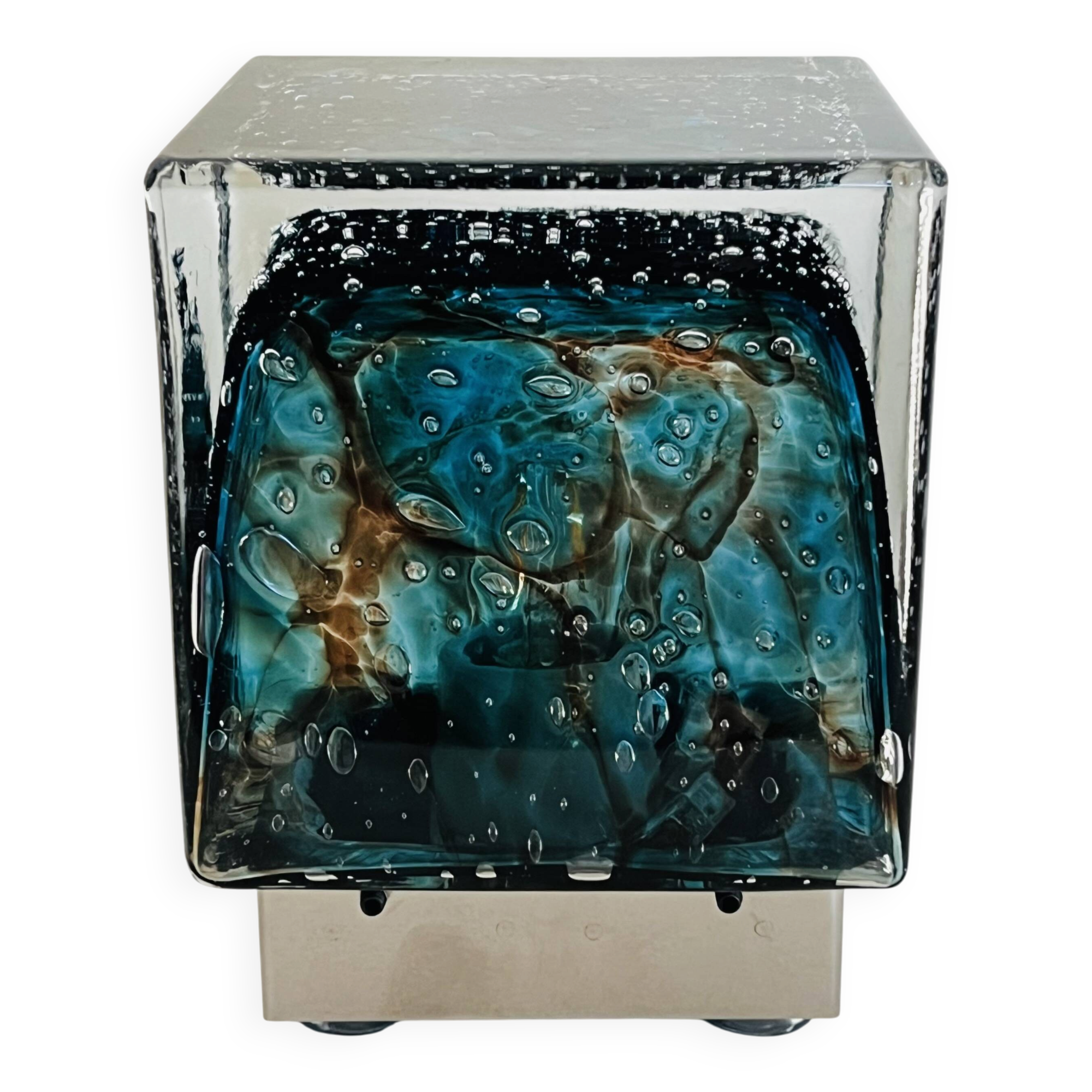 Cubical glass table lamp from Murano by Limburg, Germany, 1970s.