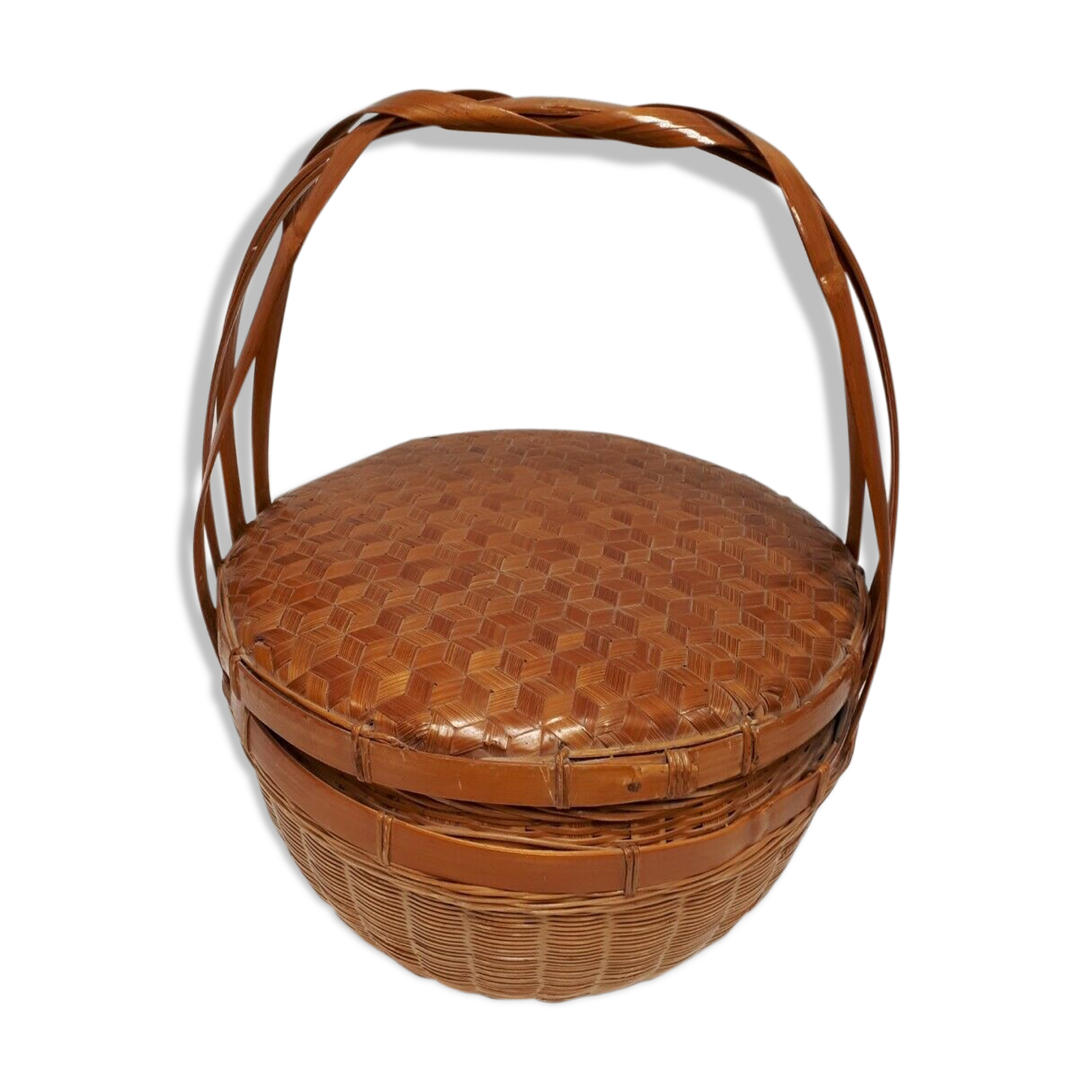 Sporful Panier De Pique-Nique Pliable En Bambou Rustique Avec Couvercle - 30x20x16 Cm