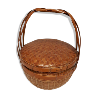 Japanese bamboo picnic basket braided