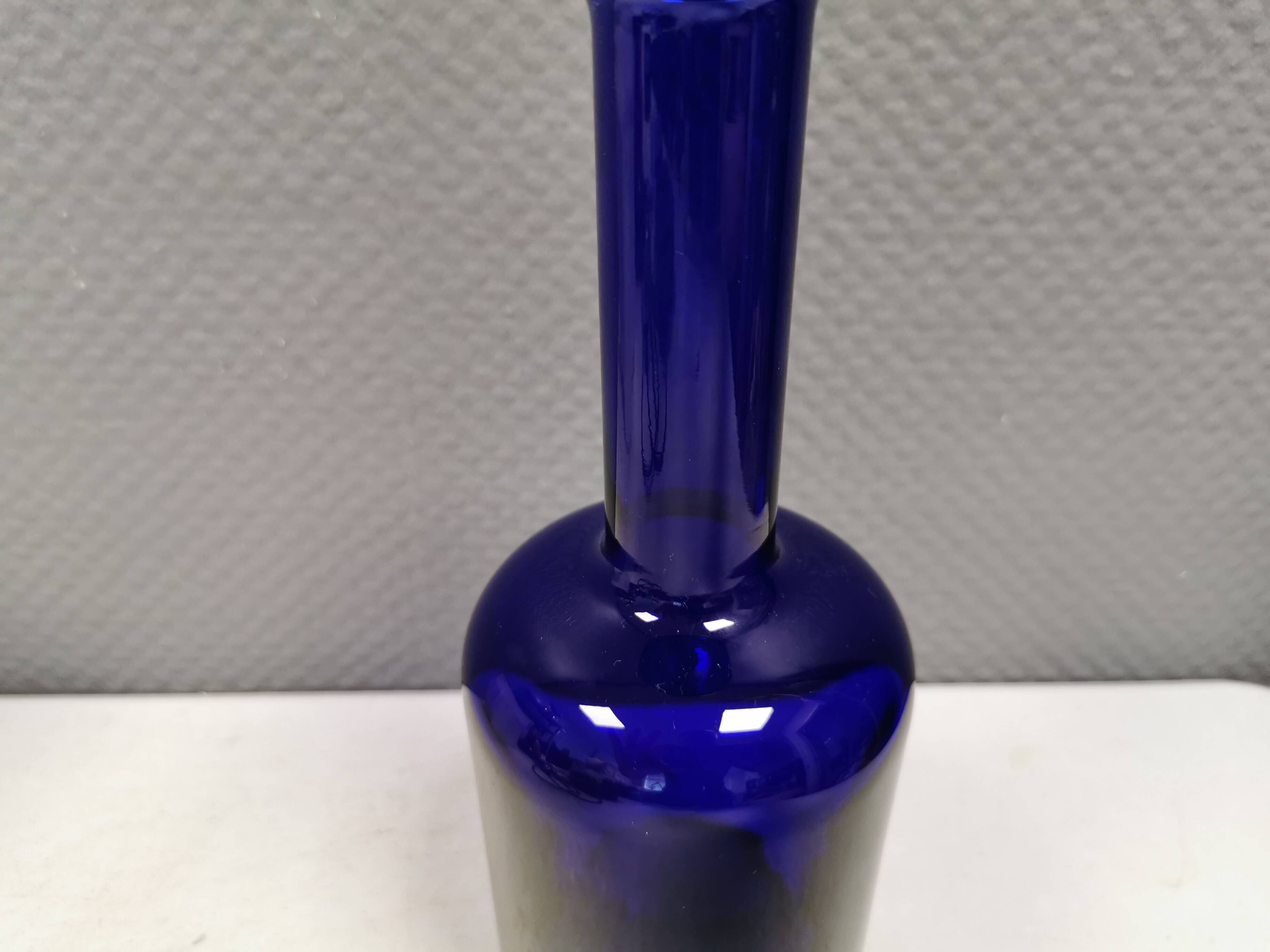 Huge blue glass vase by Otto Brauer for Holmegaard Denmark 1960s