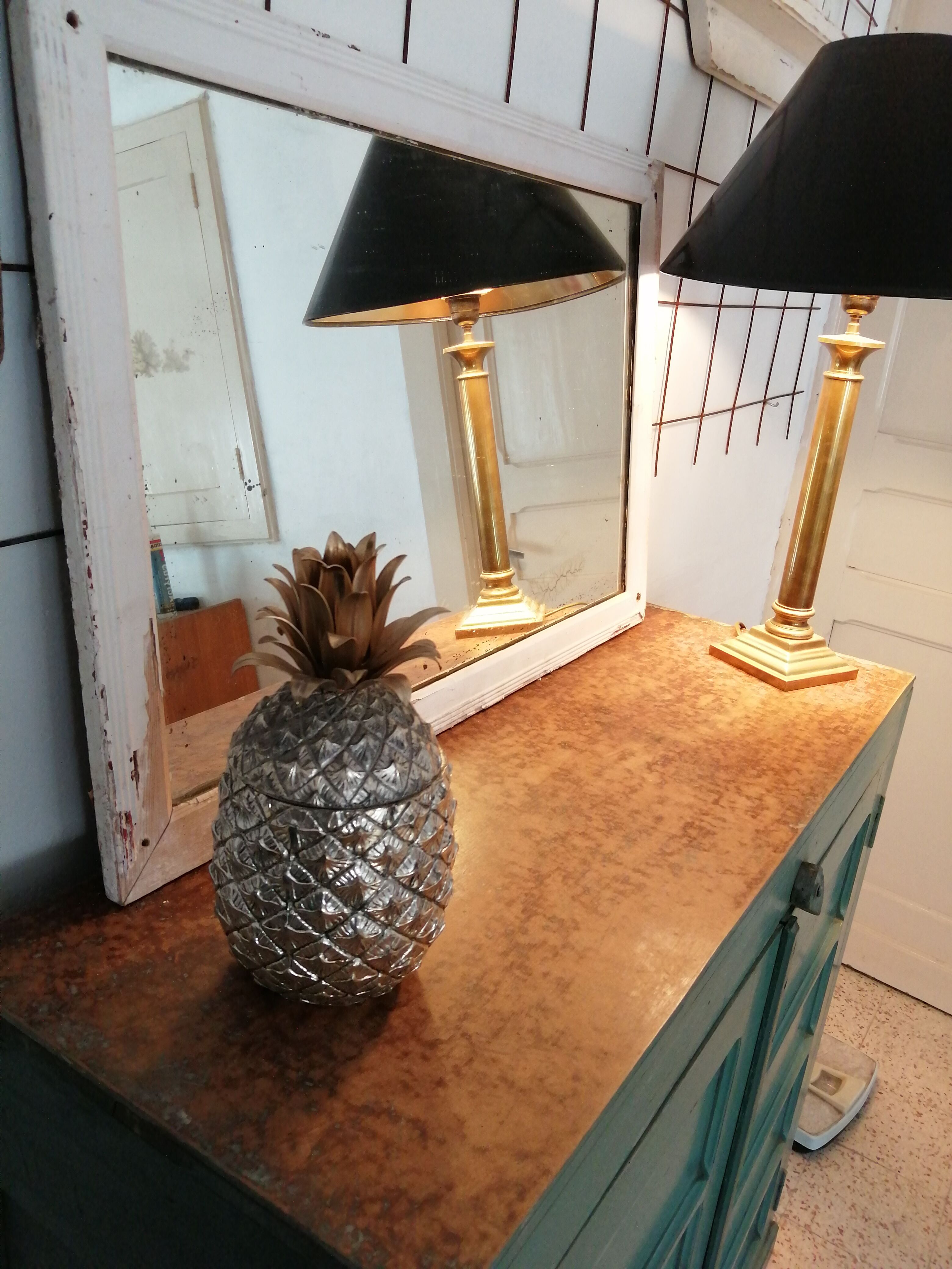 Vintage wood mercury mirror