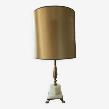 Lampe de table vintage en laiton des années 60, lampe en marbre régence