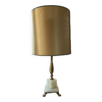 Lampe de table vintage en laiton des années 60, lampe en marbre régence