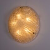Ceiling lamp in brass & frosted glass