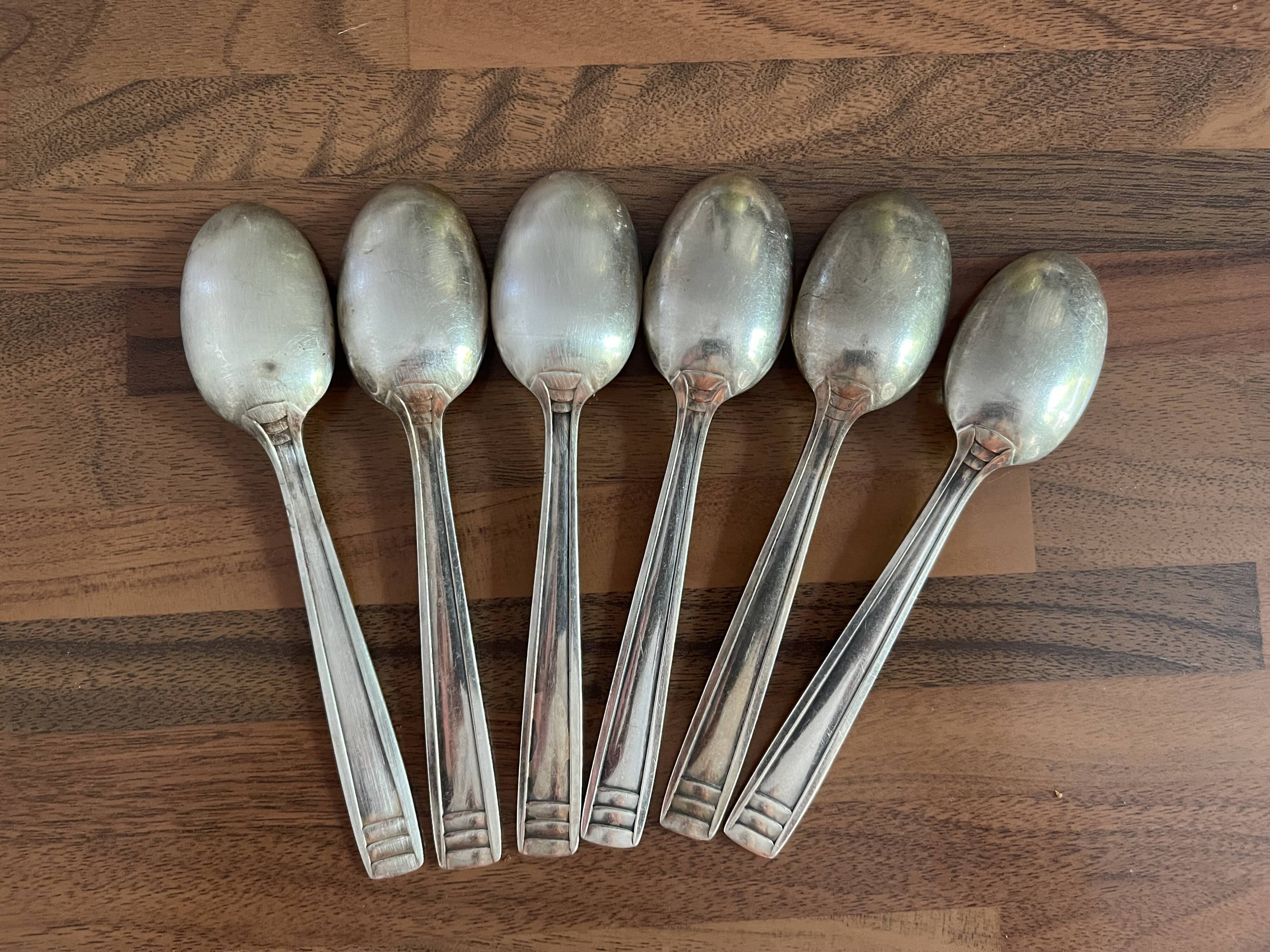 Set of 6 silver-plated dessert spoons by Cailar Bayard