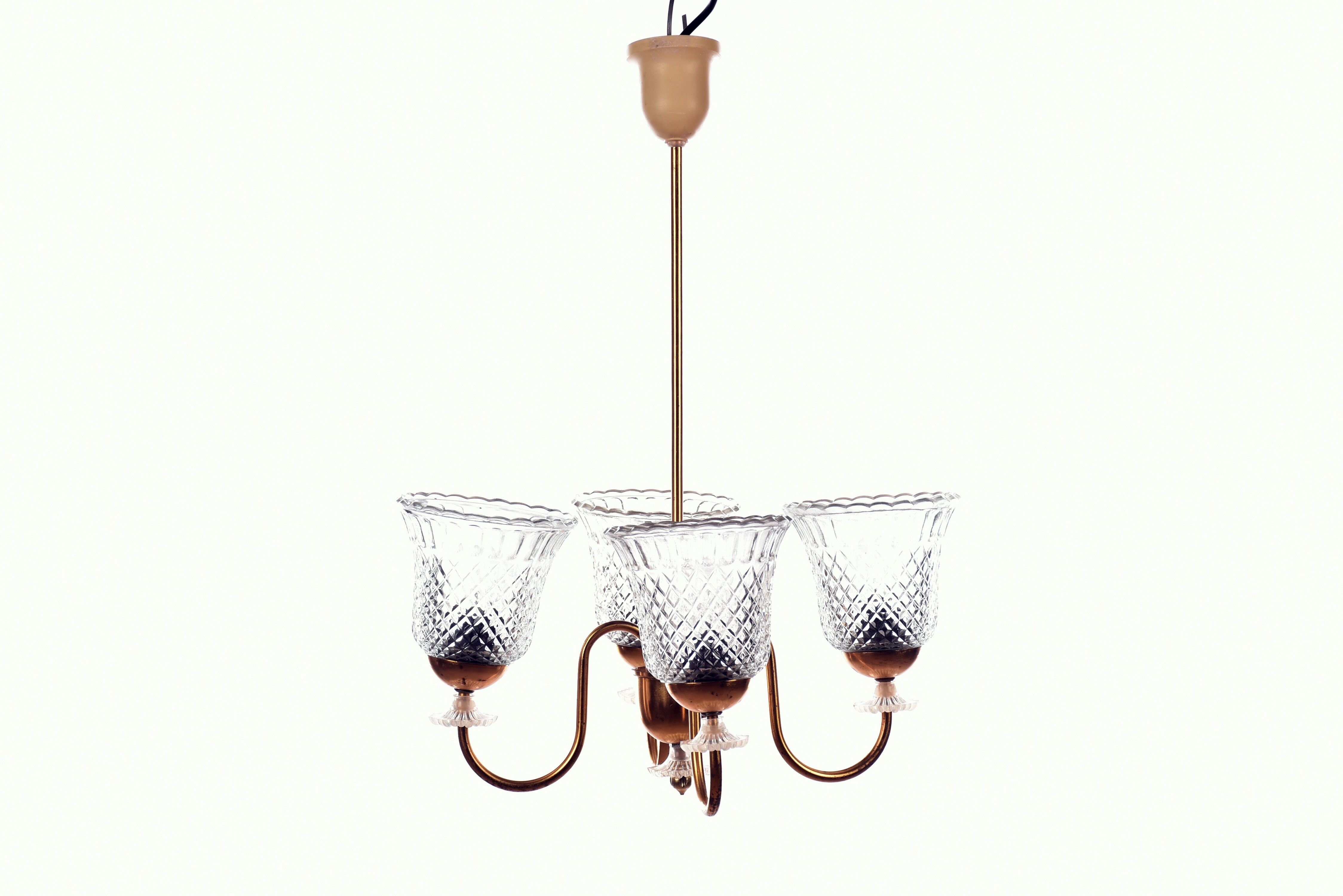 Lustre vintage 4 lumières brocante plafonnier