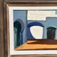 Huile sur panneau suédoise d'époque mi-siècle – « Motif du Sud » par Lars Norrman – Vintage et encadrée