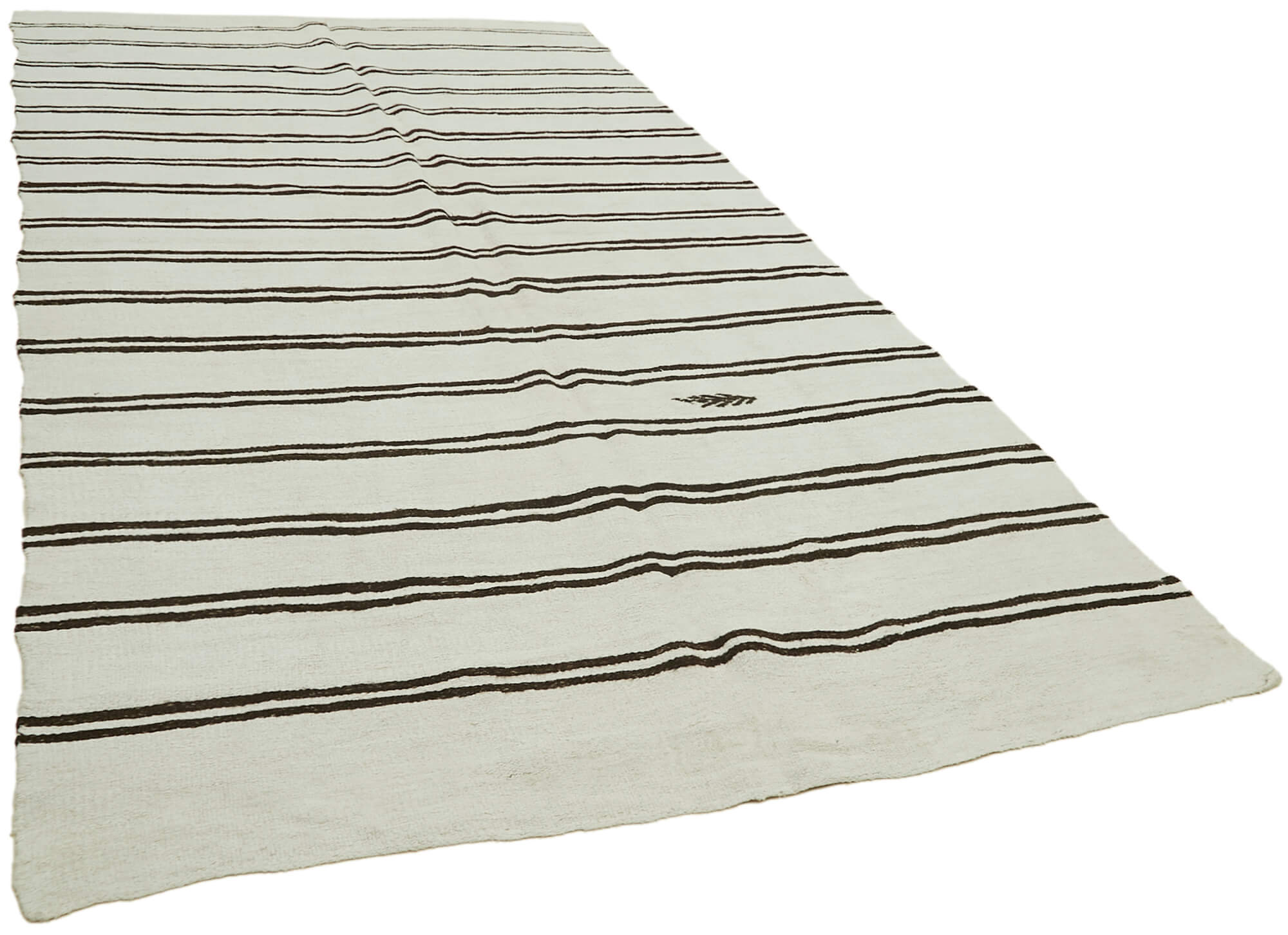 Handmade Oriental Vintage 1980s 208 cm x 412 cm White Hemp Kilim Carpet