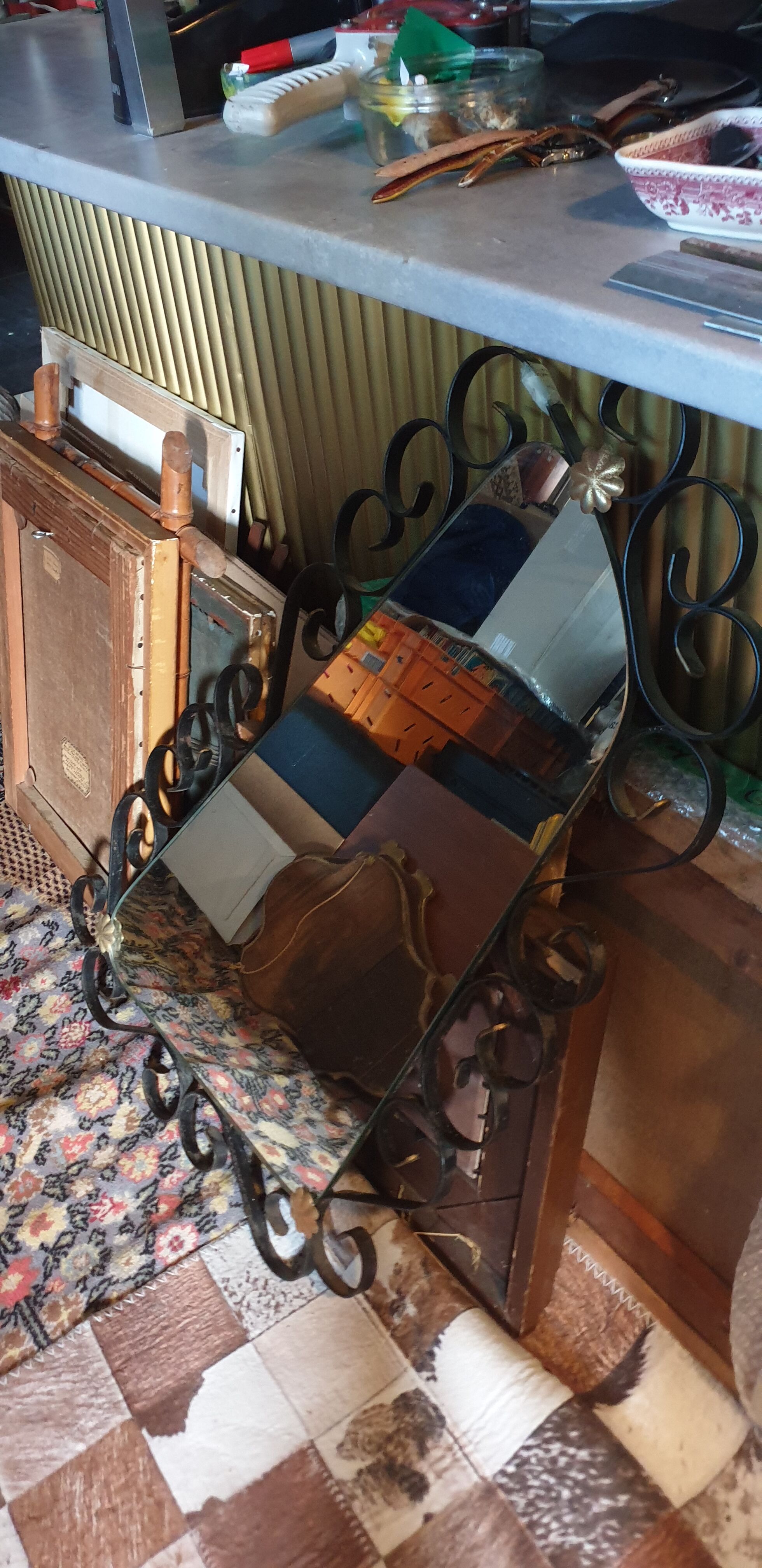 Wrought iron mirror 60s