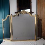 Pare-Feu Ancien en Laiton, Style Louis XV, L 83 cm / H 55 cm
