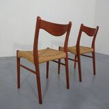 Set of Teak and Paper Cord Dining Chairs by Ejner Larsen for Glyngøre Stolefabrik, 1960s