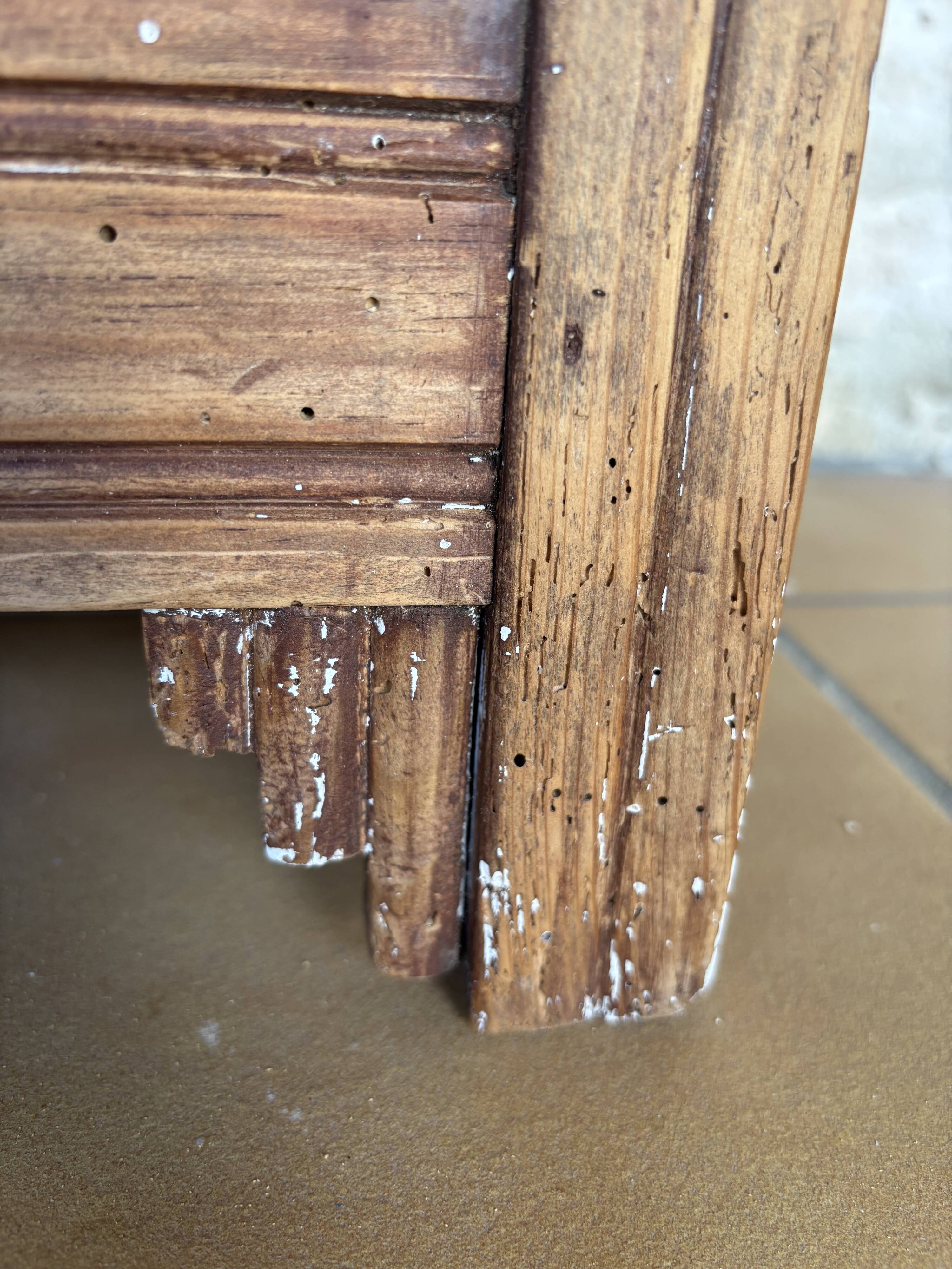 Bedside table and its original patina or small accent piece.