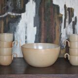 Service stoneware Village France salad bowl and its 8 cups, sangria service or